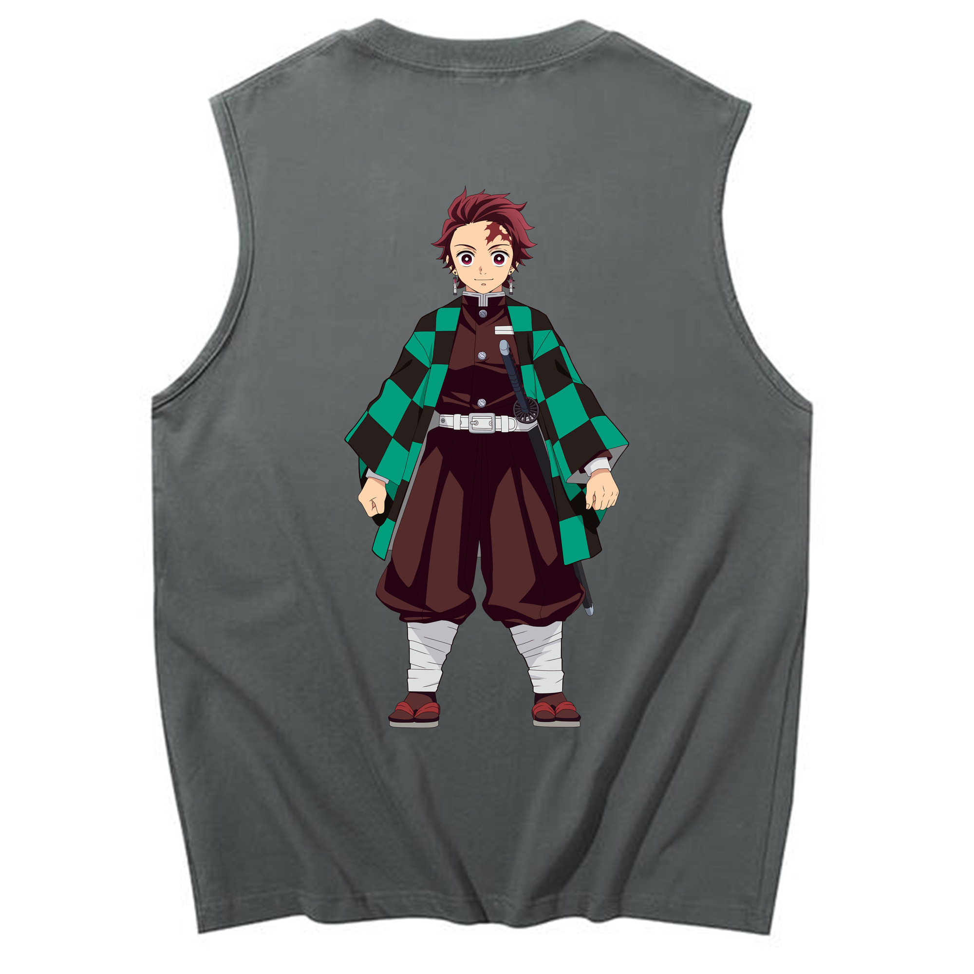 （画像用） 鬼滅の刃 竈門 炭治郎／かまど たんじろう Kamado Tanjirou コットン100％タンクトップ（背面プリント）